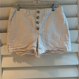LOFT Cream Button Shorts